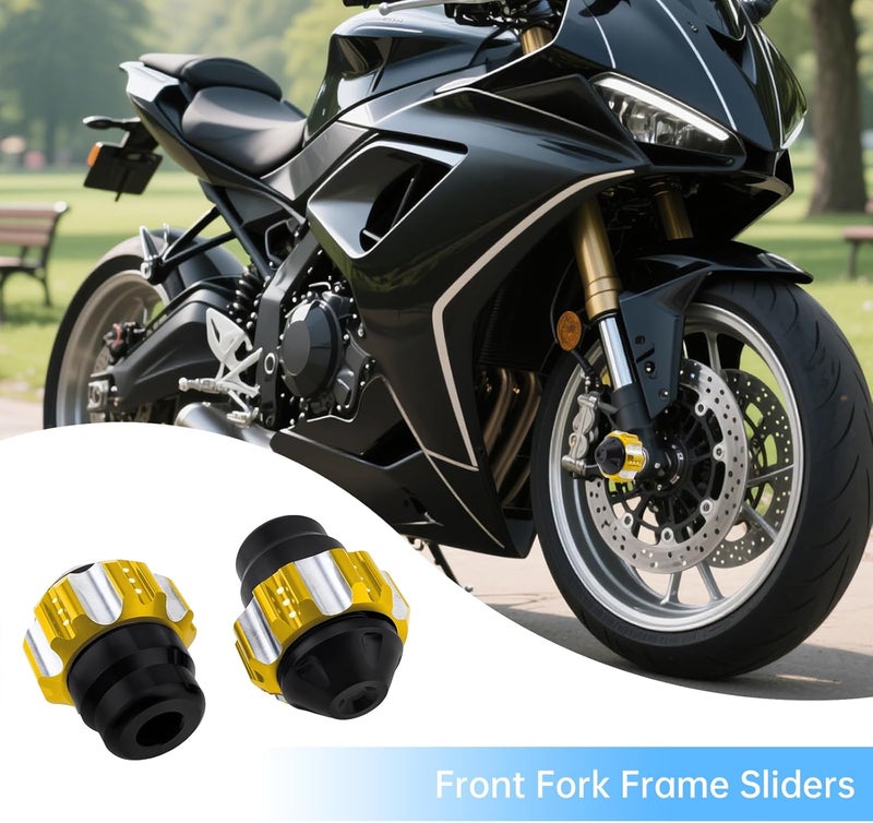 Windance 2pcs Front Wheel Frame Sliders Aluminum Alloy Fork Crash Protection Decoration Cup for Motorcycles Motocross Moped Scooters Dirt Pit Bikes (Gold) - Image 4